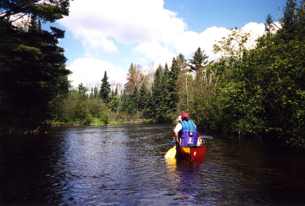 Paddling down the Trout River in northern Wisconsin