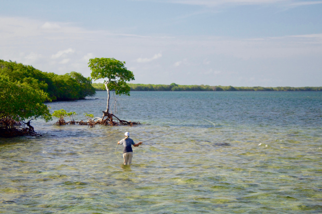 person fly fishing in Florida Keys