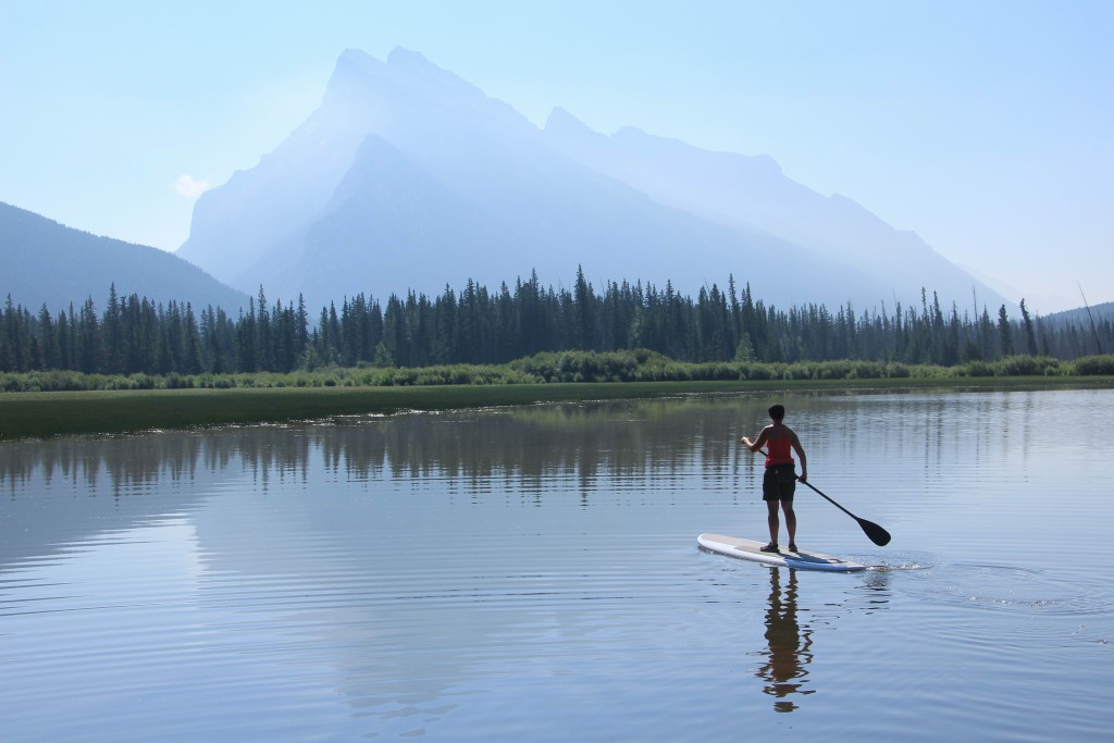 Paddling on the First Vermillion Lake, Banff National Park