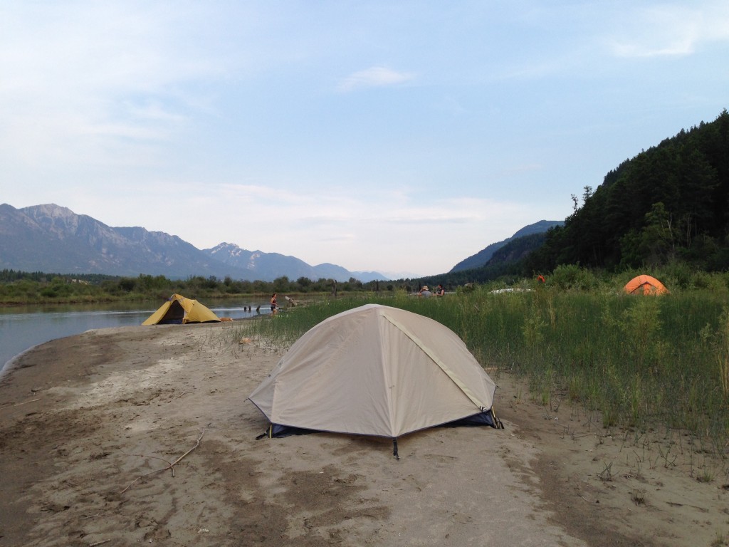 tent camping on the Columbia River, Canada