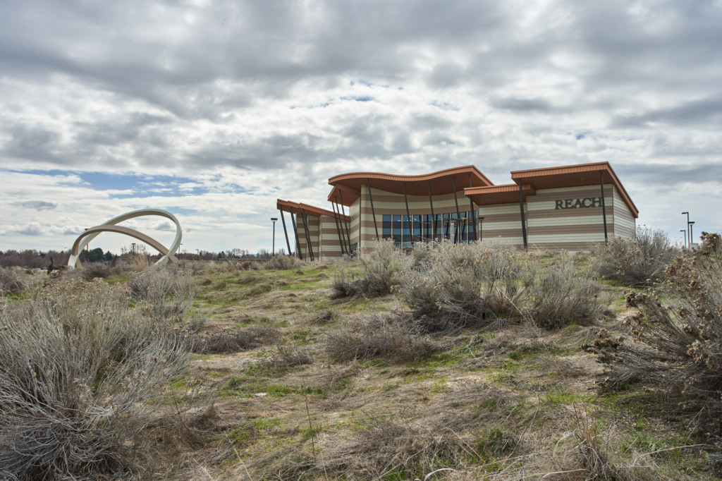 Hanford Reach Visitor Center among the arid landscape